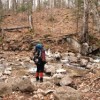 Crossing the lower brook on Liberty Springs Trail.